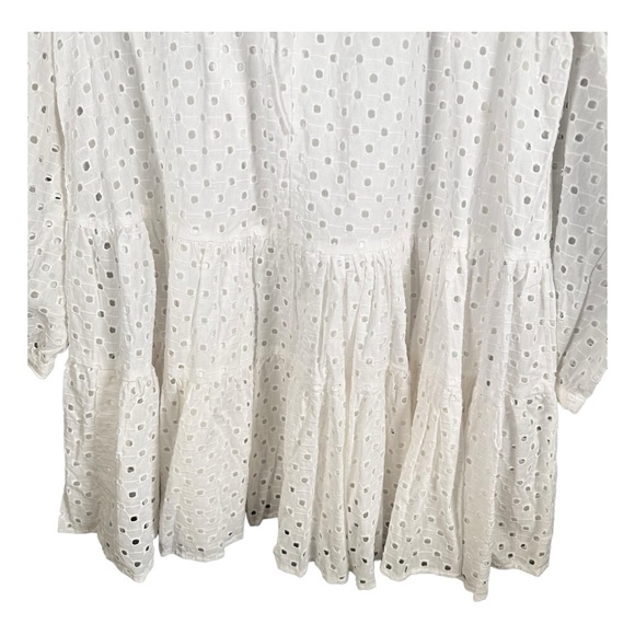 ASOS DESIGN Tiered Trapeze Mini Dress in Broderie White US Size 10 - Picture 5 of 13